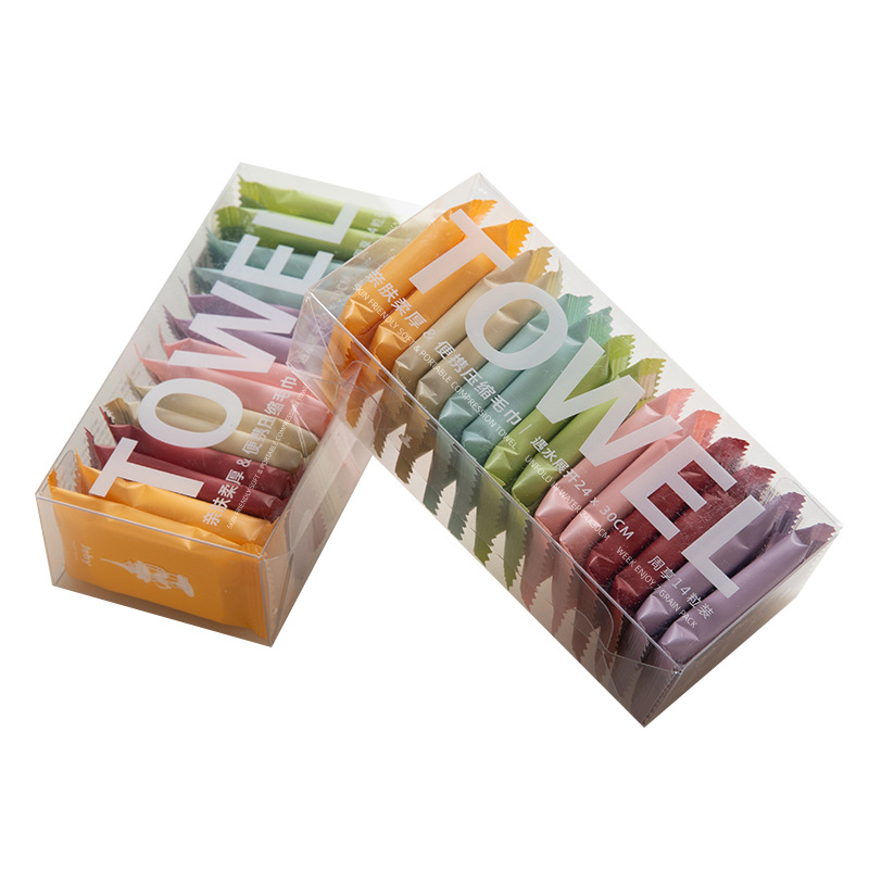 Compressed Travel Towels – 14PCS Portable Thick Face Wipes in Candy-Style Packaging